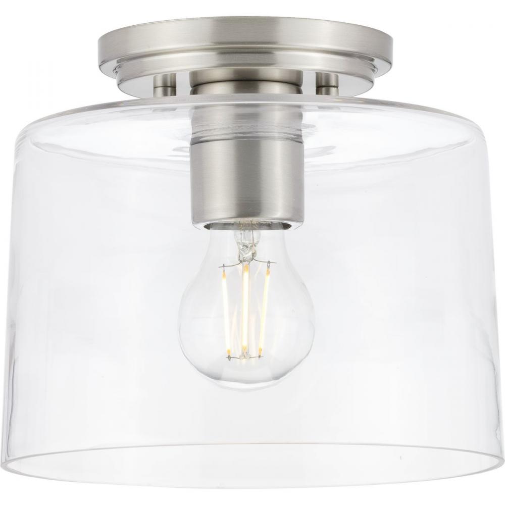 Adley Collection One-Light Brushed Nickel Clear Glass New Traditional Flush Mount Light