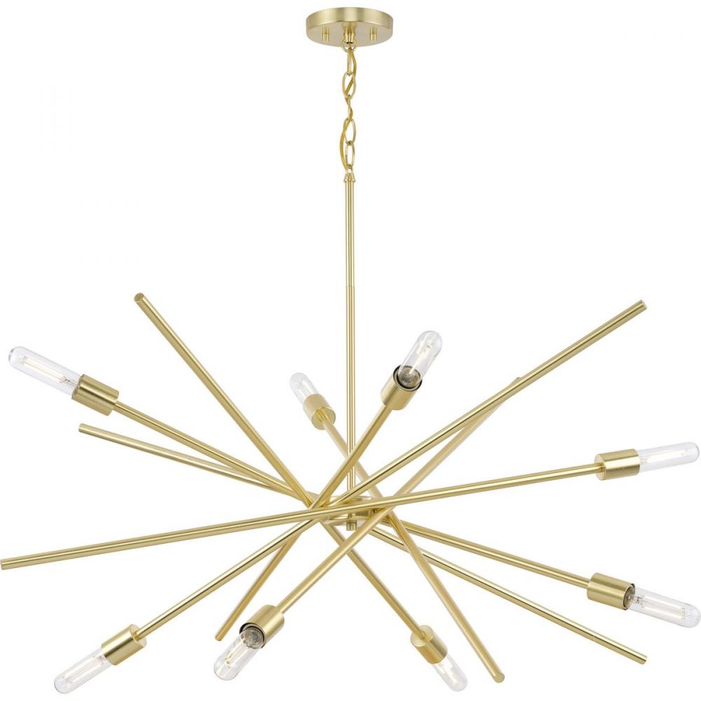 Astra Collection Eight-Light 42" Satin Brass Modern Chandelier