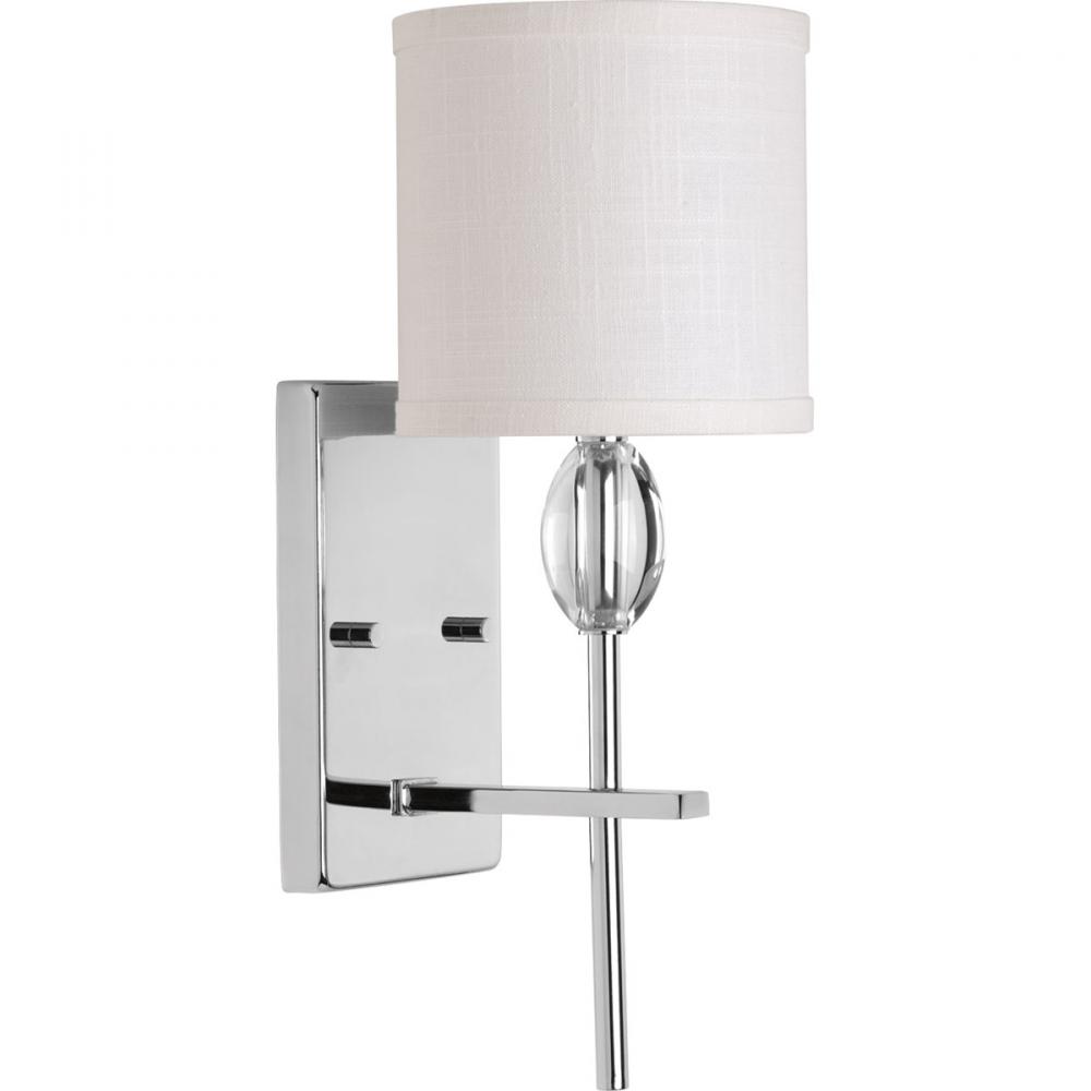 Status Collection One-Light Polished Chrome Off-White textured Fabric Shade Coastal Bath Vanity Ligh