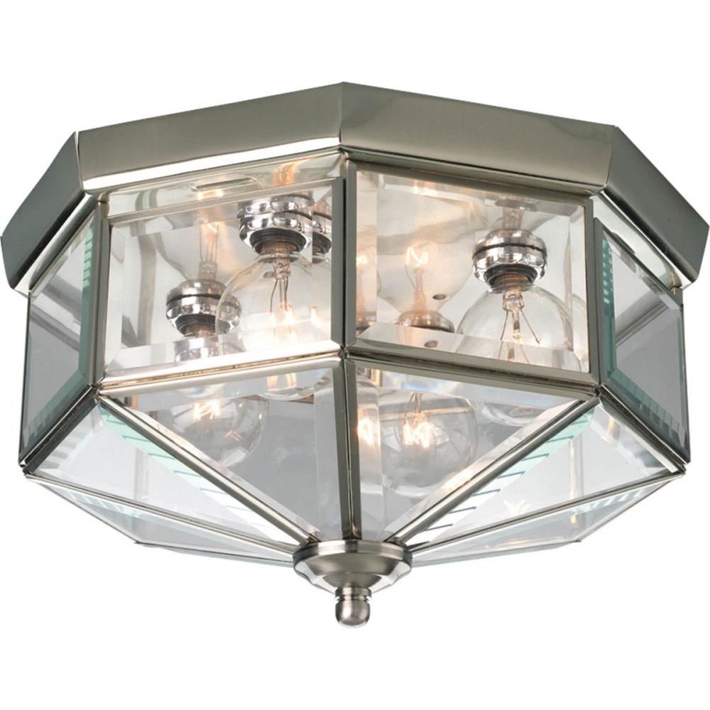 Four-Light Beveled Glass 11-1/8" Close-to-Ceiling