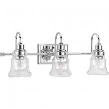 Progress P300139-015 - Litchfield Collection Three-Light Polished Chrome Clear Glass Coastal Bath Vanity Light