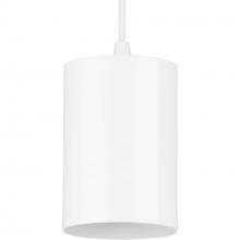  P500355-030 - 5" White Outdoor Aluminum Cylinder Cord-Mount Hanging Light