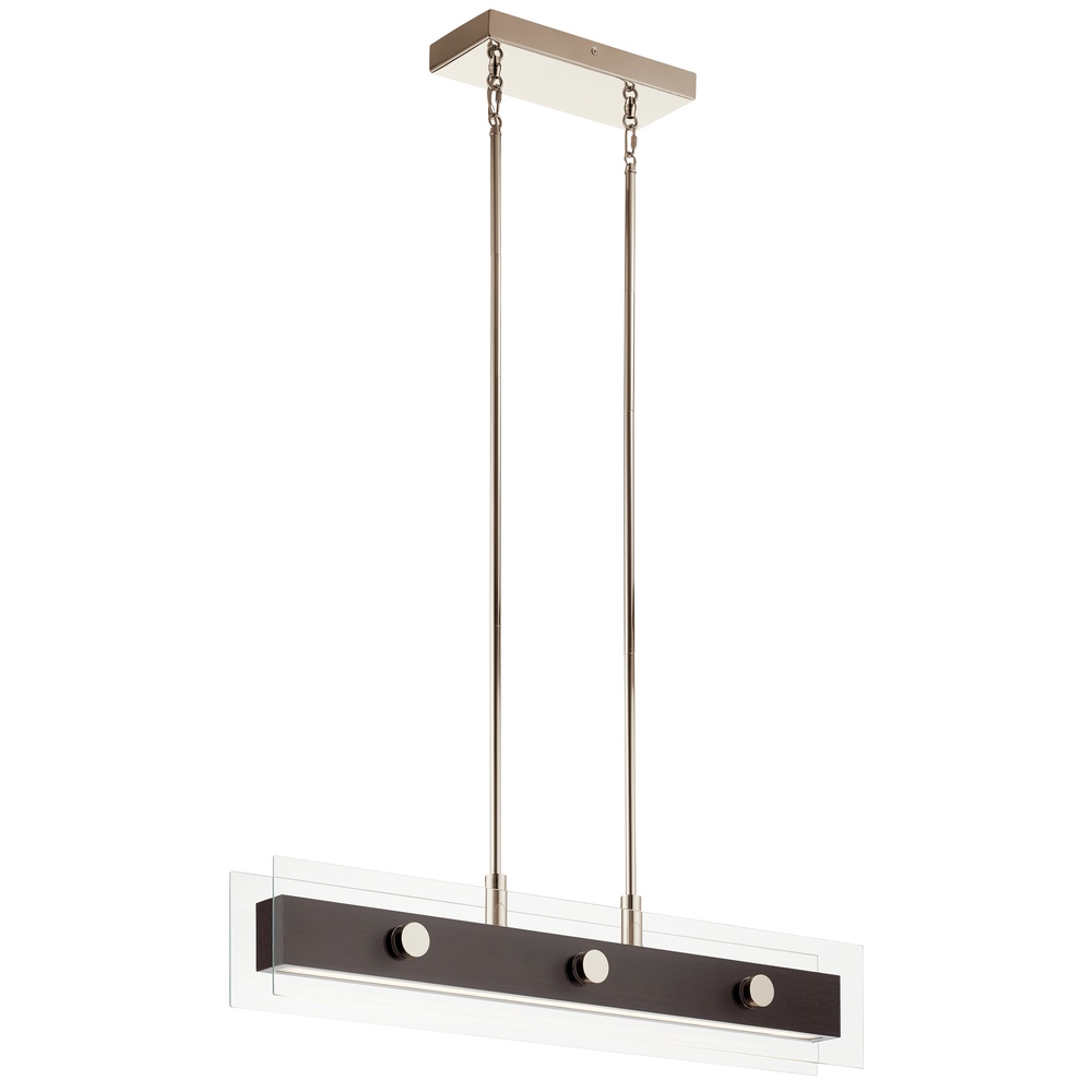 Tig™ 34" LED 5 Light Linear Chandelier Walnut Wood