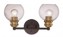 Trans Globe 22052 BK-AG - Polverini Two-Tone 2-Light Indoor Armed Vanity Wall Light