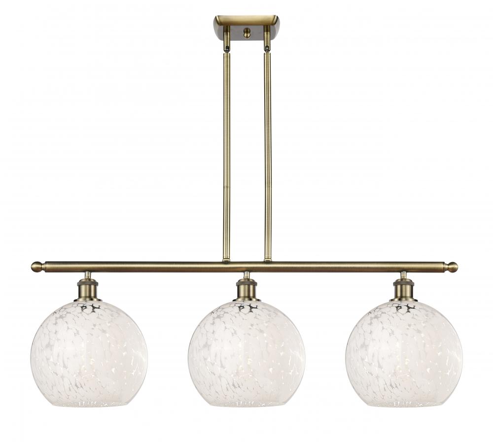 White Mouchette - 3 Light - 37 inch - Antique Brass - Stem Hung - Island Light