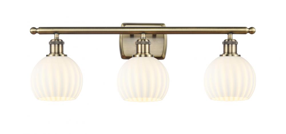 White Venetian - 3 Light - 26 inch - Antique Brass - Bath Vanity Light