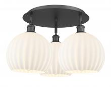 Innovations Lighting 516-3C-BK-G1217-10WV - White Venetian - 3 Light - 22 inch - Matte Black - Flush Mount