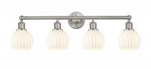  616-4W-SN-G1217-6WV - White Venetian - 4 Light - 33 inch - Brushed Satin Nickel - Bath Vanity Light