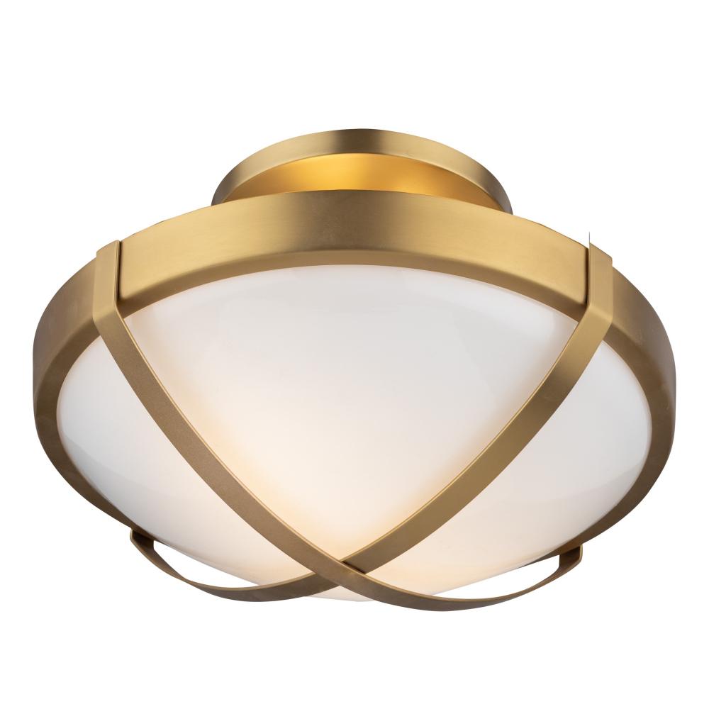 Cara Collection 2-Light Flush Mount, Brushed Brass